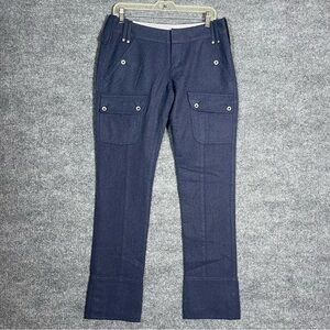 Free People Women’s 6 Wool Navy Fashion 90s Y2K‎ Ankle Cropped Pocket Pants